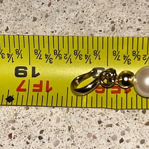 Vintage Faux Pearl Torsade Necklace With Ornate Gold-Tone Pendant & Rhinestones - Picture 14 of 14